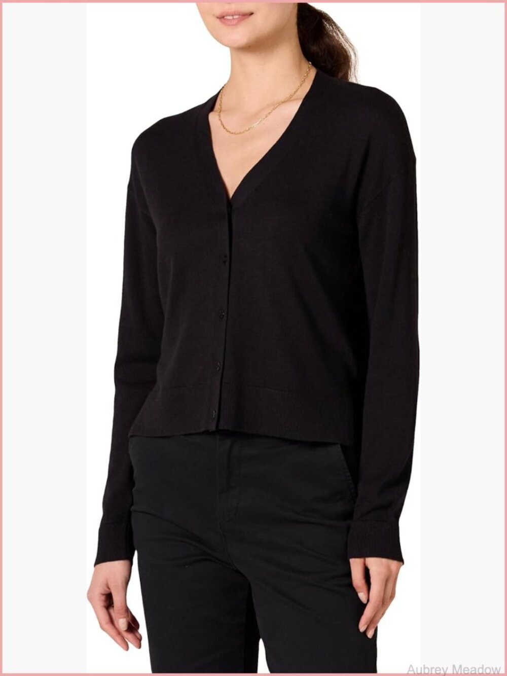Lightweight Cropped Cardigan Sweater V-Neck Button Front Long Sleeve Relaxed Fit